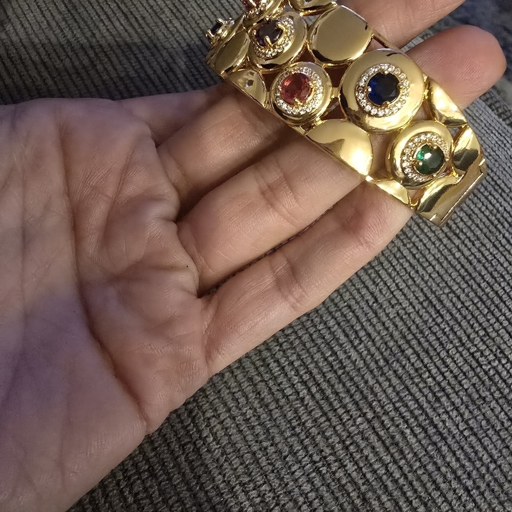 21kgp Dubai Jewelry Elegant Gold and Gemstone Bracelet and Ring Set - Picture 15 of 16